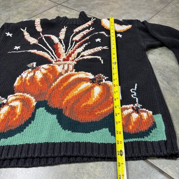 Vtg Halloween Pumpkin Harvest Embroidered Sweater M Grandma RARE Premimum Boho - Picture 6 of 8